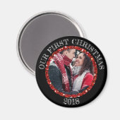 Ons eerste kerstfeest op maat gesneden herinnering magneet (Voorkant / Achterkant)