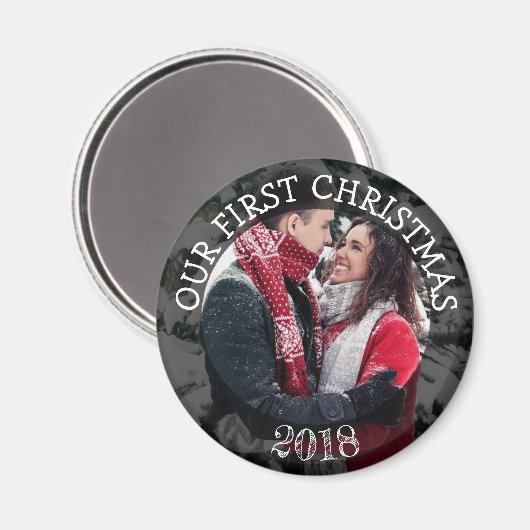 Ons eerste kerstfeest op maat gesneden herinnering magneet (Voorkant / Achterkant)