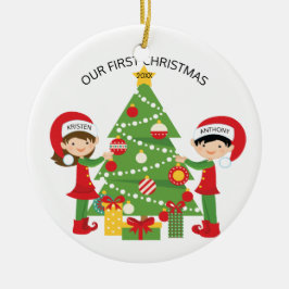 Ons eerste kerstfeest op maat keramisch ornament