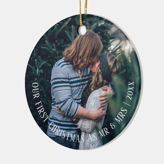 Ons eerste kerstfeest op maat keramisch ornament (Links)