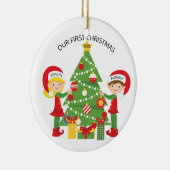 Ons eerste kerstfeest op maat keramisch ornament (Rechts)