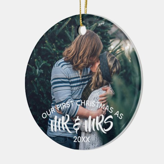 Ons eerste kerstfeest op maat keramisch ornament (Links)