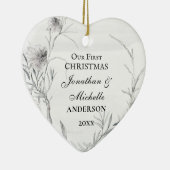 Ons eerste kerstfeest, persoonlijk Christelijk Keramisch Ornament (Rechts)