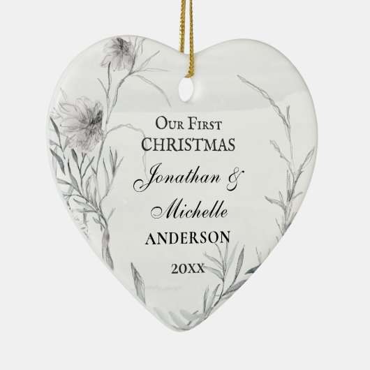 Ons eerste kerstfeest, persoonlijk Christelijk Keramisch Ornament (Rechts)