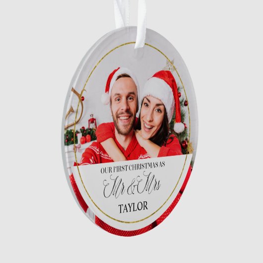Ons eerste kerstfeest samen Aangepaste foto Ornament (voorkant)