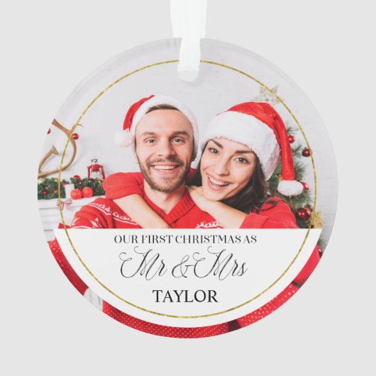 Ons eerste kerstfeest samen Aangepaste foto Ornament (achterkant)