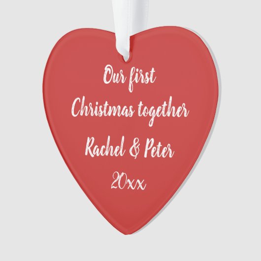 Ons eerste kerstfeest samen Acrylhart ornament (voorkant)