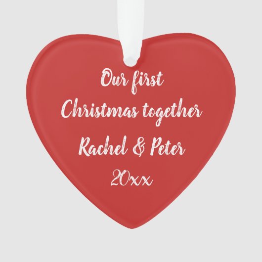 Ons eerste kerstfeest samen Acrylhart ornament (voorkant)