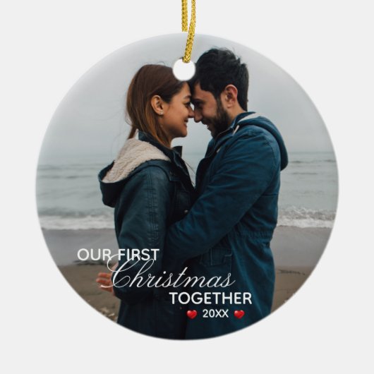 Ons eerste kerstfeest samen - Foto - Keramisch Ornament (Voorkant)