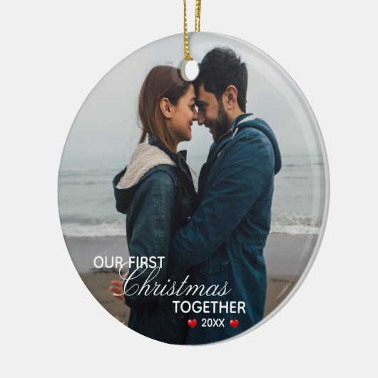 Ons eerste kerstfeest samen - Foto - Keramisch Ornament (Links)