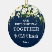 Ons eerste kerstfeest samen gepersonaliseerd paar keramisch ornament (Links)