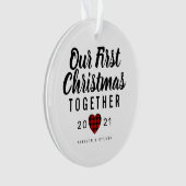 Ons eerste kerstfeest samen hart op maat ornament (voorkant)