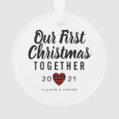 Ons eerste kerstfeest samen hart op maat ornament (achterkant)