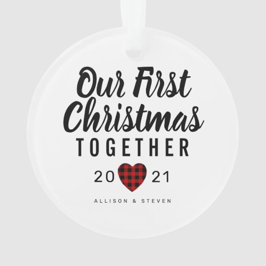 Ons eerste kerstfeest samen hart op maat ornament (achterkant)