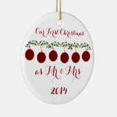 Ons eerste kerstfeest samen keramisch ornament (Rechts)