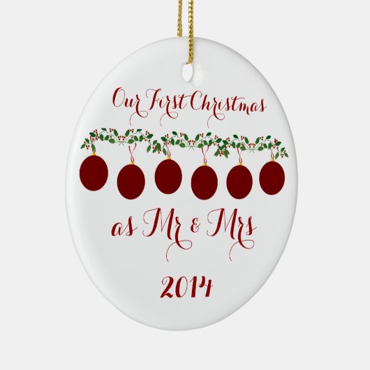 Ons eerste kerstfeest samen keramisch ornament (Rechts)