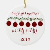 Ons eerste kerstfeest samen keramisch ornament (Voorkant)