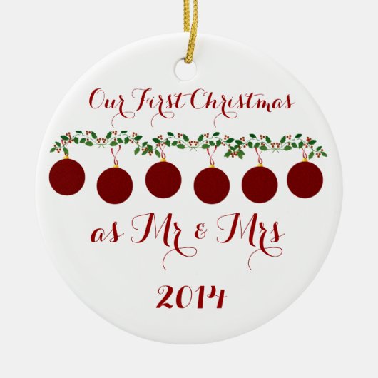 Ons eerste kerstfeest samen keramisch ornament (Voorkant)