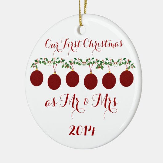 Ons eerste kerstfeest samen keramisch ornament (Links)