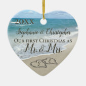 Ons eerste kerstfeest samen met de heer Mrs Beach  Keramisch Ornament (Voorkant)