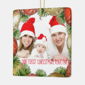 Ons eerste kerstfeest samen met de kerstman keramisch ornament (Links)