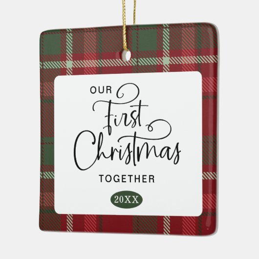 Ons eerste kerstfeest samen met de kerstman keramisch ornament (Links)