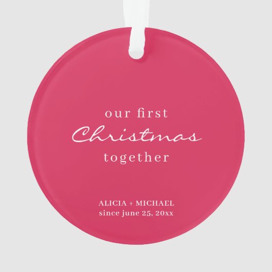 Ons eerste kerstfeest samen met een fotoliefdesscr ornament (achterkant)