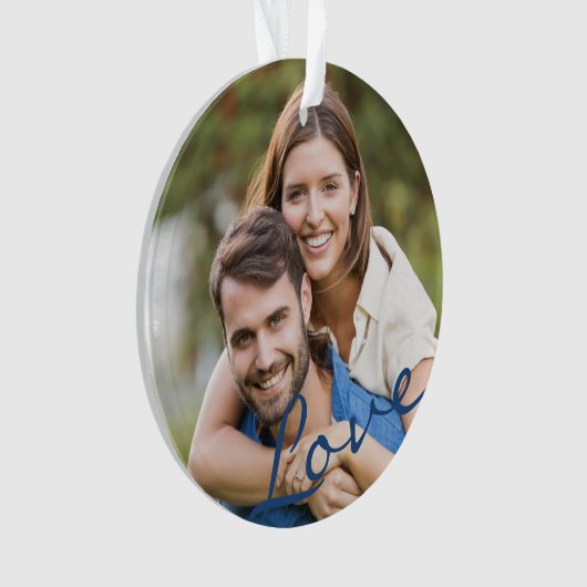 Ons eerste kerstfeest samen met een fotoliefdesscr ornament (voorkant)