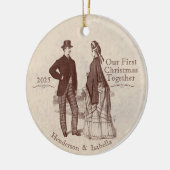 Ons eerste kerstfeest samen met een  stel keramisch ornament (Links)