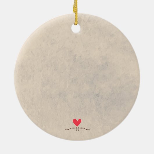 Ons eerste kerstfeest samen met een  stel keramisch ornament (Achterkant)