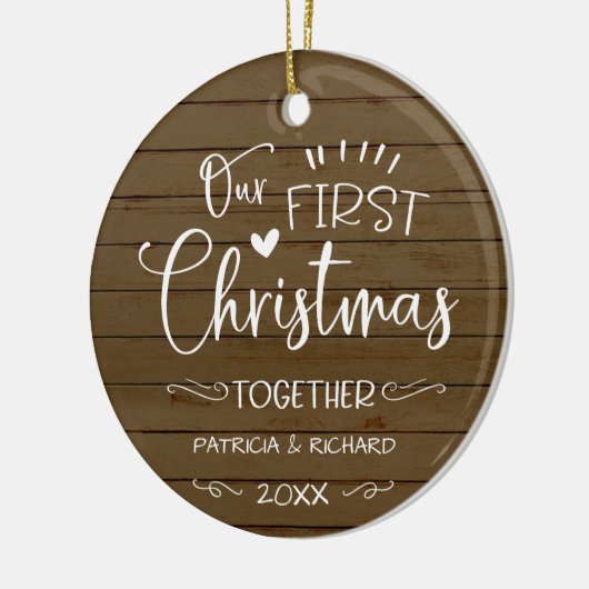Ons eerste kerstfeest samen met Rustic Chic Farm Keramisch Ornament (Links)