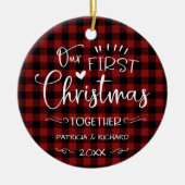 Ons eerste kerstfeest samen met Rustic Chic Farm Keramisch Ornament (Voorkant)