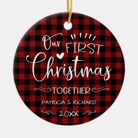 Ons eerste kerstfeest samen met Rustic Chic Farm Keramisch Ornament (Voorkant)