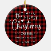 Ons eerste kerstfeest samen met Rustic Chic Farm Keramisch Ornament (Achterkant)