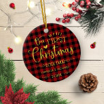 Ons eerste kerstfeest samen met Rustic Chic Farm Keramisch Ornament<br><div class="desc">Ons eerste kerstfeest samen met Rustic Farmhouse Ceramic Ornament</div>