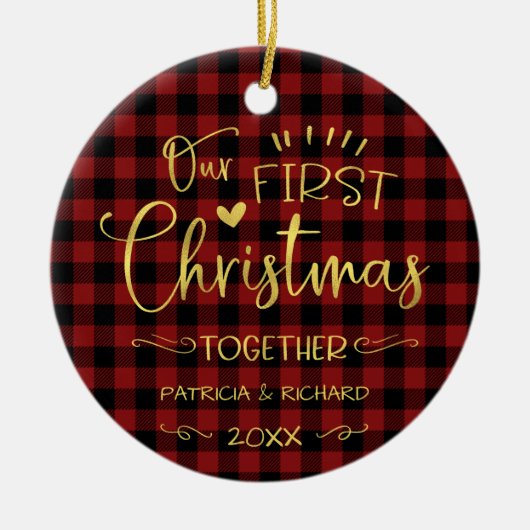 Ons eerste kerstfeest samen met Rustic Chic Farm Keramisch Ornament (Voorkant)