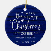 Ons eerste kerstfeest samen met Rustic Farmhouse B Keramisch Ornament (Voorkant)