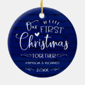 Ons eerste kerstfeest samen met Rustic Farmhouse B Keramisch Ornament (Achterkant)