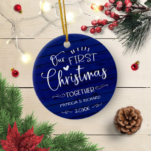 Ons eerste kerstfeest samen met Rustic Farmhouse B Keramisch Ornament