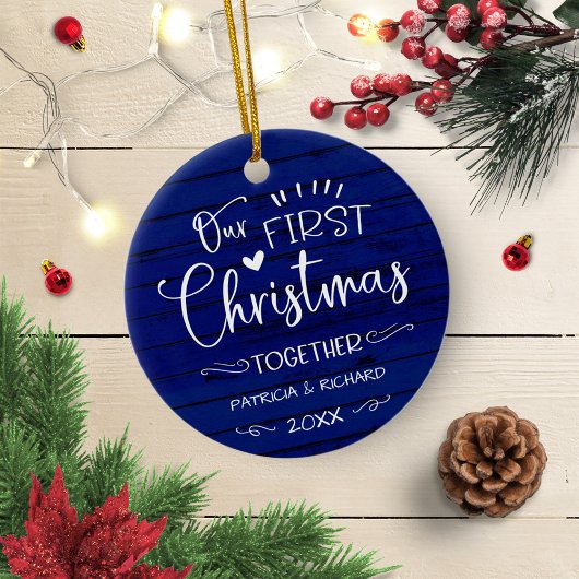Ons eerste kerstfeest samen met Rustic Farmhouse B Keramisch Ornament