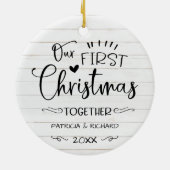 Ons eerste kerstfeest samen met Rustic Farmhouse Keramisch Ornament (Achterkant)
