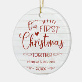 Ons eerste kerstfeest samen met Rustic Farmhouse Keramisch Ornament (Links)