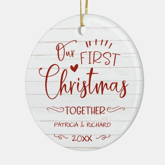 Ons eerste kerstfeest samen met Rustic Farmhouse Keramisch Ornament (Links)