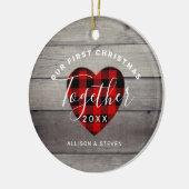 Ons eerste kerstfeest samen met Rustic op maat Keramisch Ornament (Links)