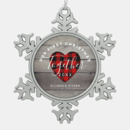 Ons eerste kerstfeest samen met Rustic op maat Tin Sneeuwvlok Ornament