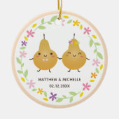 Ons eerste kerstfeest samen perfecte paardehond keramisch ornament (Voorkant)