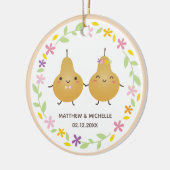 Ons eerste kerstfeest samen perfecte paardehond keramisch ornament (Links)