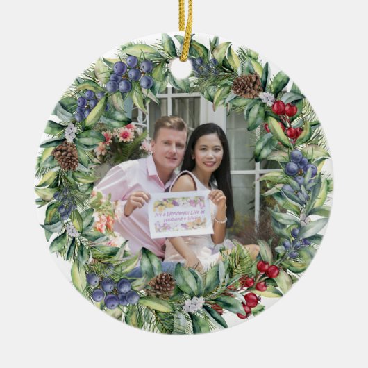 Ons eerste kerstfeest samen | Persoonlijke foto Keramisch Ornament (Voorkant)