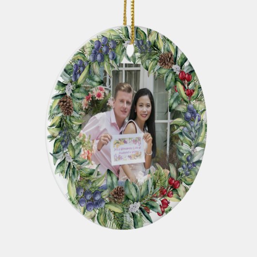 Ons eerste kerstfeest samen | Persoonlijke foto Keramisch Ornament (Rechts)