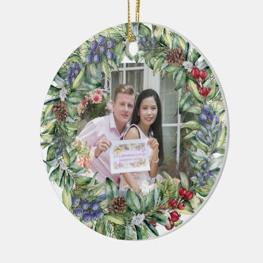Ons eerste kerstfeest samen | Persoonlijke foto Keramisch Ornament (Links)